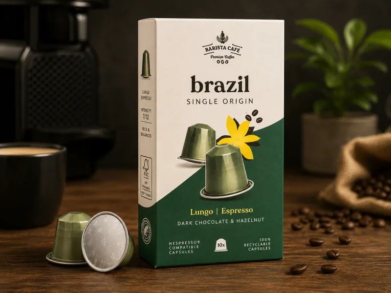 Koffiecups Lungo – Barista Café Brazil – 100% Arabica – 100 stuks – Nespresso® compatibel – Milde koffie