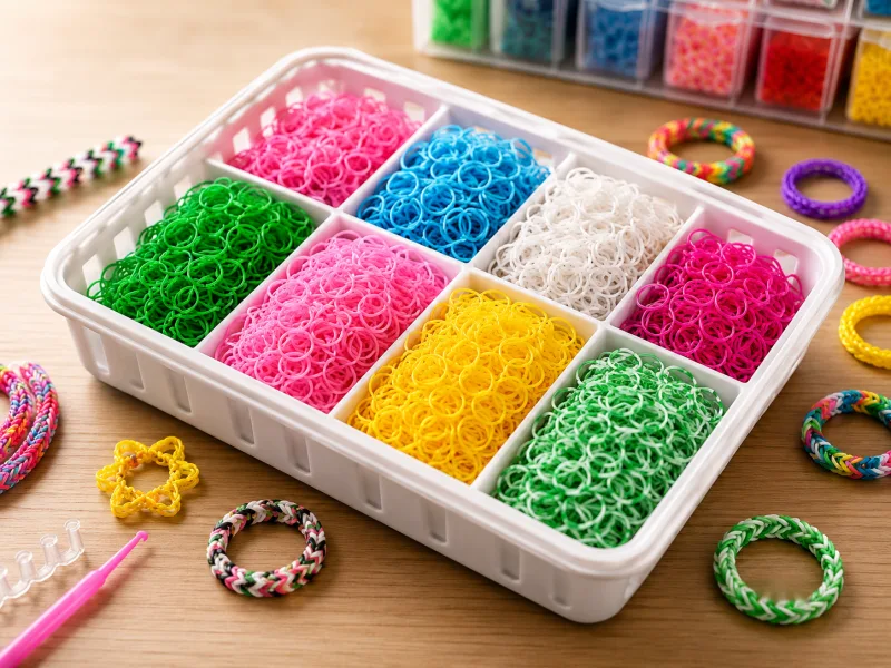 Loombandjes kleurenmix – 3.600 stuks – 6 zakjes met 600 elastiekjes – Inclusief weefhaak & S-clips S-clips