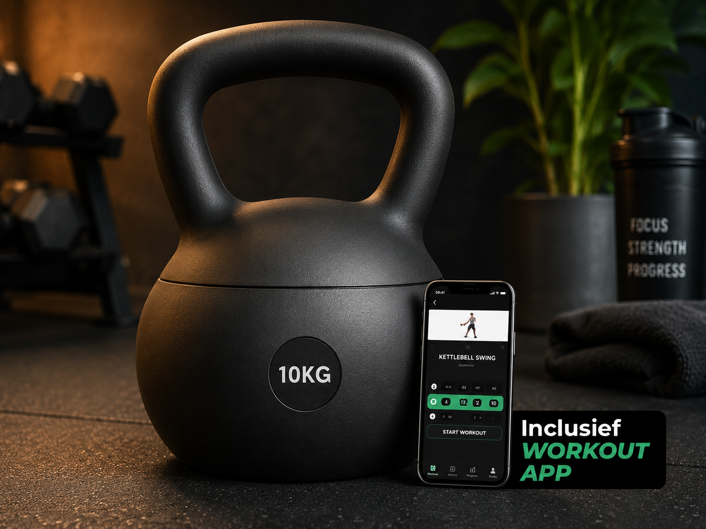 Kettlebel Antraciet 10 kg